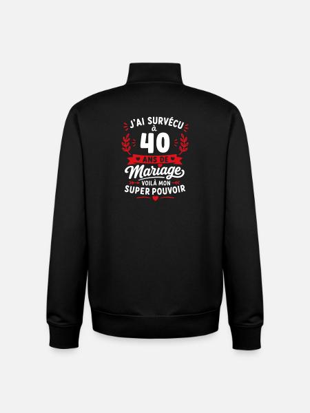 Survivant du mariage à 40 ans - Sweat zippé unisexe en coton bio Stanley/Stella - noir