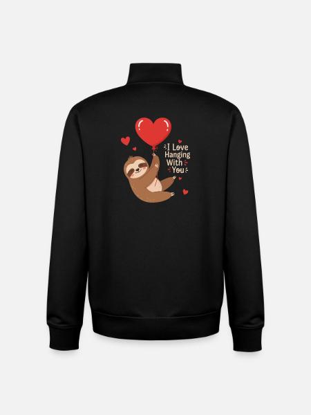 Heart Balloon Cuddly Monkey Design - Unisex Organic Zip Sweatshirt by Stanley/Stella - black