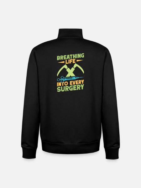 Anesthesiologist Breathing Life Anesthesia - Unisex Organic Zip Sweatshirt by Stanley/Stella - black