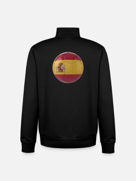 SPAIN'S FLAG ON A FOOTBALL - Unisex Organic Zip Sweatshirt by Stanley/Stella - black