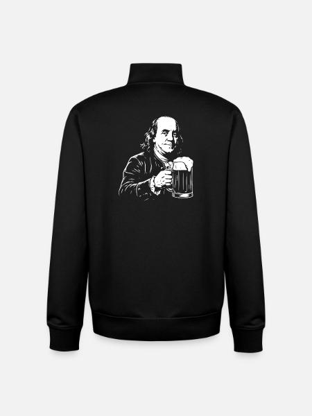 Benjamin Franklin drinking beer. - Unisex Organic Zip Sweatshirt by Stanley/Stella - black