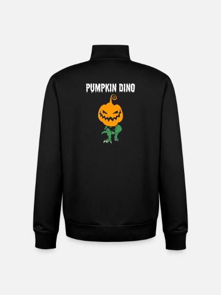 Funny Halloween Pumpkin Dino - Unisex Organic Zip Sweatshirt by Stanley/Stella - black