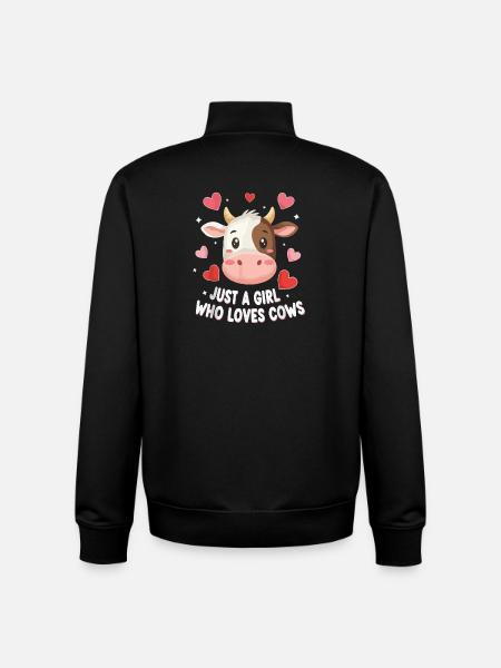Kuhliebe: Ein Mädchen liebt Kühe - Unisex Organic Zip Sweatshirt von Stanley/Stella - Schwarz