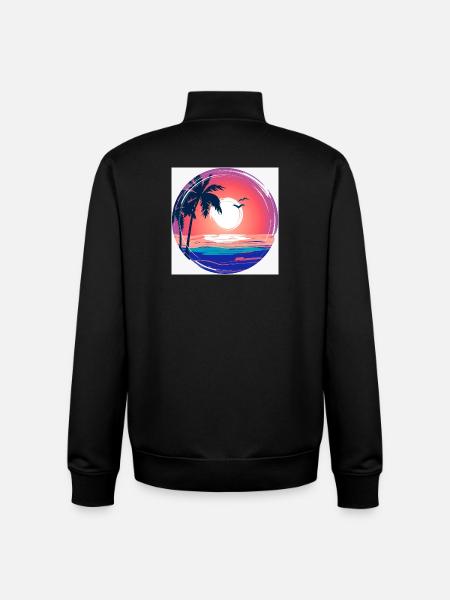 Sunset Palm Circle Ocean Glow - Unisex Organic Zip Sweatshirt by Stanley/Stella - black