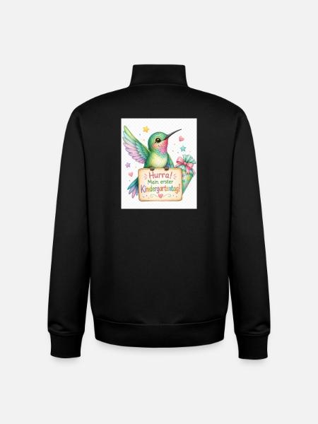Hurra: Erster Kindergartenstart - Unisex Organic Zip Sweatshirt von Stanley/Stella - Schwarz