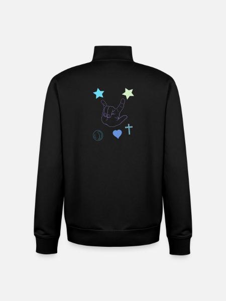 Rock hand with stars and heart - Unisex Organic Zip Sweatshirt by Stanley/Stella - black