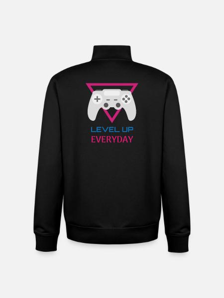 Level Up Everyday Gamer - Unisex Organic Zip Sweatshirt by Stanley/Stella - black