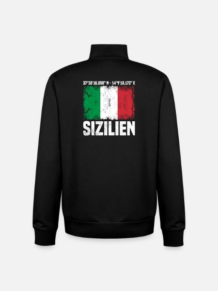 Sizilien Koordinaten - Unisex Organic Zip Sweatshirt von Stanley/Stella - Schwarz