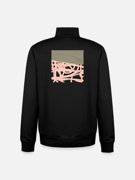 Filet rosé sur fond olive - Sweat zippé unisexe en coton bio Stanley/Stella - noir