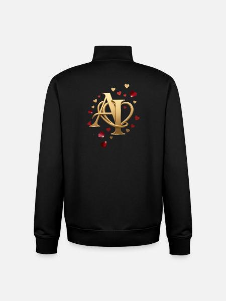 GoldeneInitialen AI mit Herzrahmen - Unisex Organic Zip Sweatshirt von Stanley/Stella - Schwarz