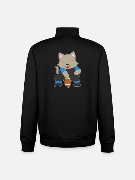 Cat American Football - Unisex Organic Zip Sweatshirt by Stanley/Stella - black