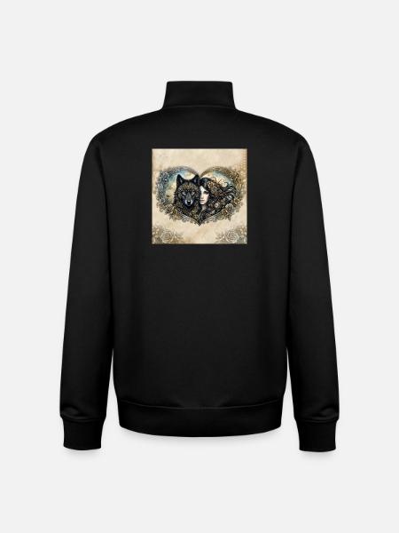 Clockwork Wolf's Heart - Unisex Organic Zip Sweatshirt by Stanley/Stella - black