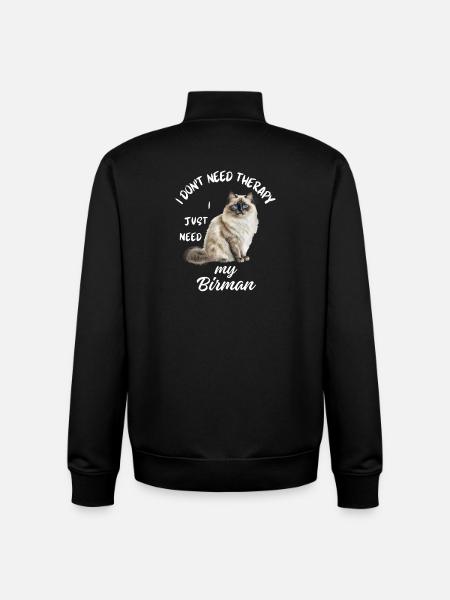 Birman Cat Therapy - Unisex Organic Zip Sweatshirt by Stanley/Stella - black