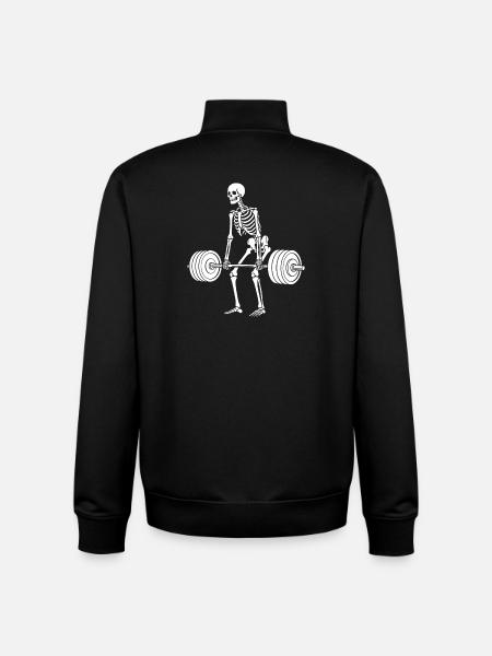 Skeleton weight lifting - Unisex Organic Zip Sweatshirt by Stanley/Stella - black