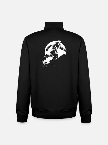 Snowboarder Drawing - Unisex Organic Zip Sweatshirt by Stanley/Stella - black