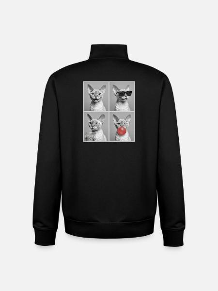 Cats Devon Rex Cat - Unisex Organic Zip Sweatshirt by Stanley/Stella - black