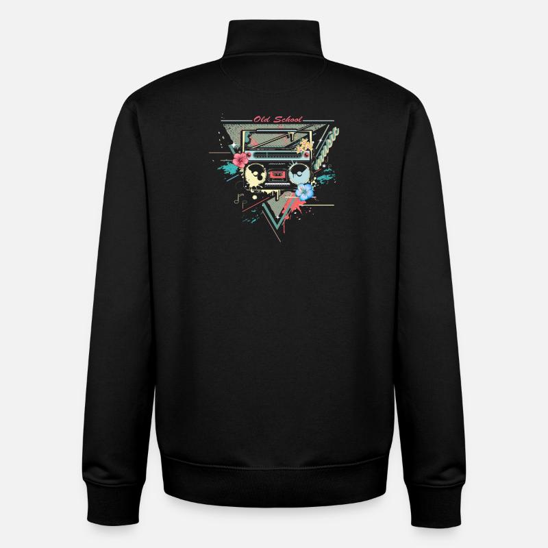 Ghettoblaster retro graffiti - Unisex Organic Zip Sweatshirt by Stanley/Stella - black