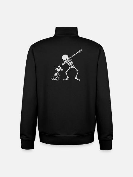 Dab dabbing skeleton Pet Dog Bone - Unisex Organic Zip Sweatshirt by Stanley/Stella - black