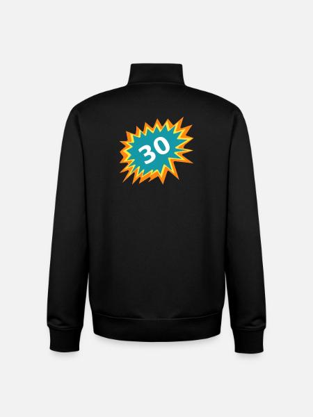 30th Birthday, Burst Sticker - Unisex Organic Zip Sweatshirt by Stanley/Stella - black