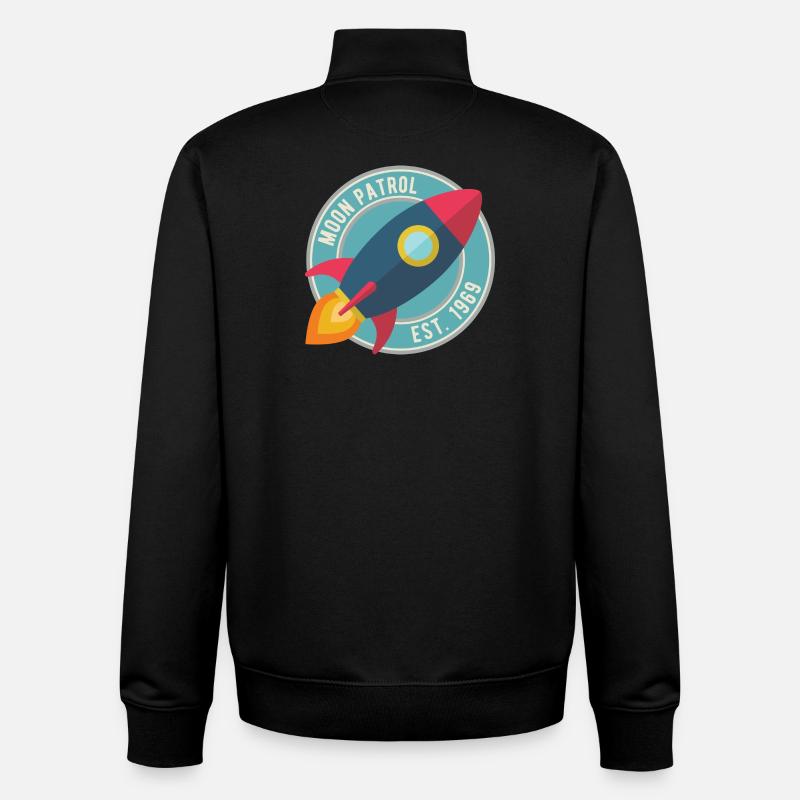 Fusée Moon Patrol Rocket - Sweat zippé unisexe en coton bio Stanley/Stella - noir