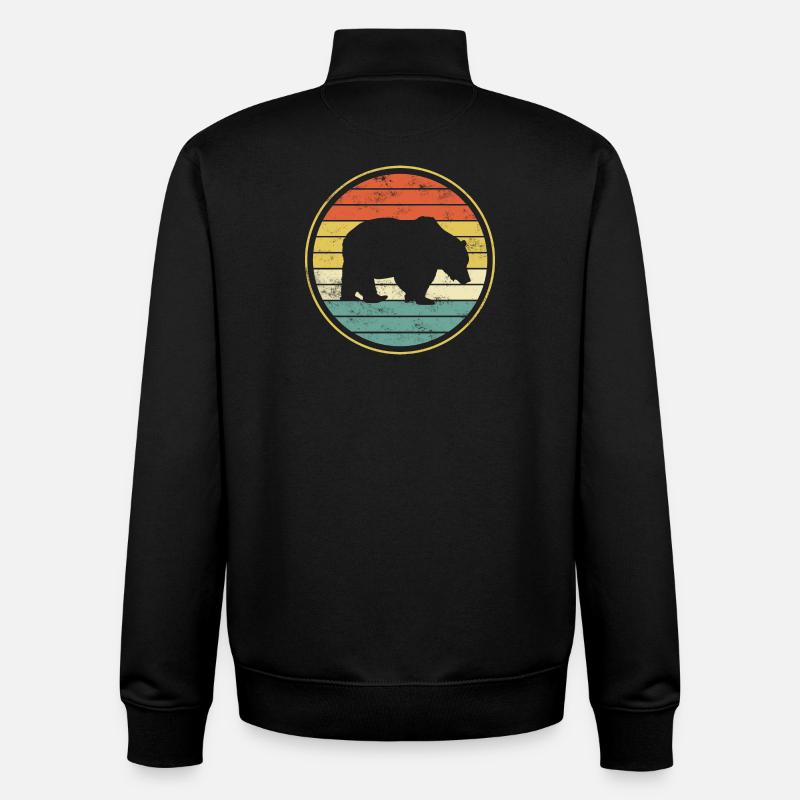 Ours ours - Sweat zippé unisexe en coton bio Stanley/Stella - noir