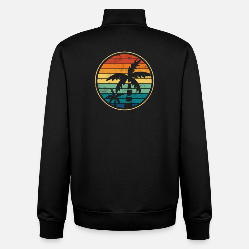 Palmiers Plage - Sweat zippé unisexe en coton bio Stanley/Stella - noir