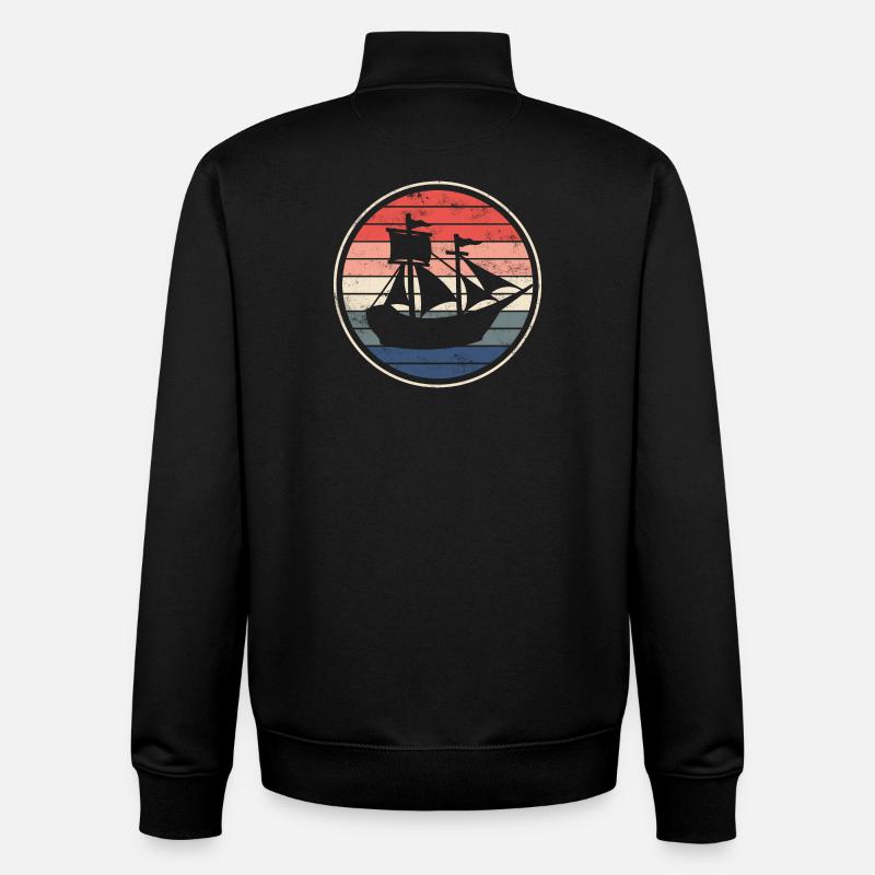 Bateau voilier - Sweat zippé unisexe en coton bio Stanley/Stella - noir