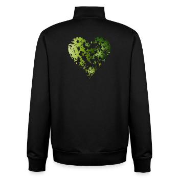 grünes Blätterdach eines Waldes in Herz Form - Unisex Organic Zip Sweatshirt von Stanley/Stella - Schwarz - Hinten - AI Model Male 185 light (185cm)