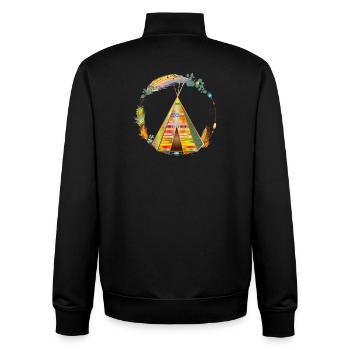 fantastically beautiful colorful teepee tent in the frame - Unisex Organic Zip Sweatshirt by Stanley/Stella - black - Back - AI Model Male 185 light (185cm)