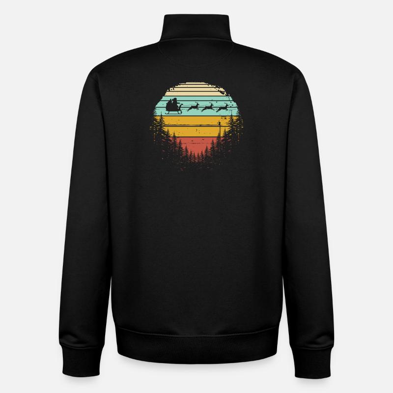 Retro-Schlittenhunde in Sunset Pines - Unisex Organic Zip Sweatshirt von Stanley/Stella - Schwarz