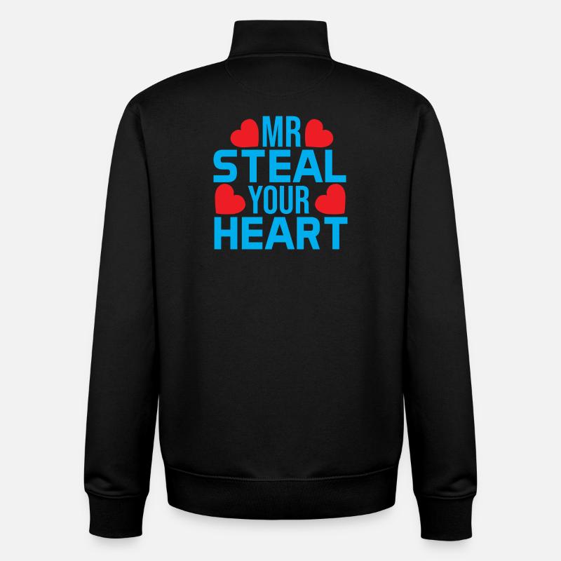 Liebesbotschaft mit farbigen Herzen - Unisex Organic Zip Sweatshirt von Stanley/Stella - Schwarz