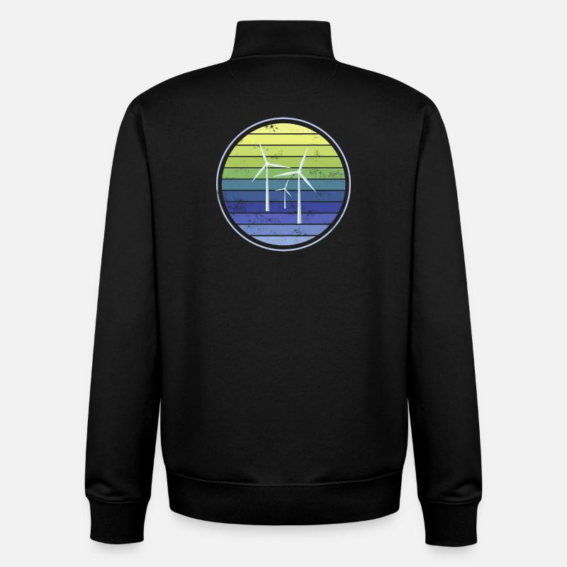 Durabilité de l’énergie éolienne - Sweat zippé unisexe en coton bio Stanley/Stella - noir
