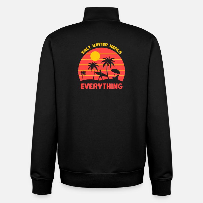 surf, fan de surf, surfing - Sweat zippé unisexe en coton bio Stanley/Stella - noir