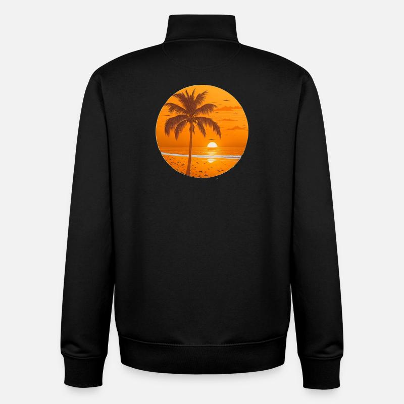 Coucher de soleil - Sweat zippé unisexe en coton bio Stanley/Stella - noir