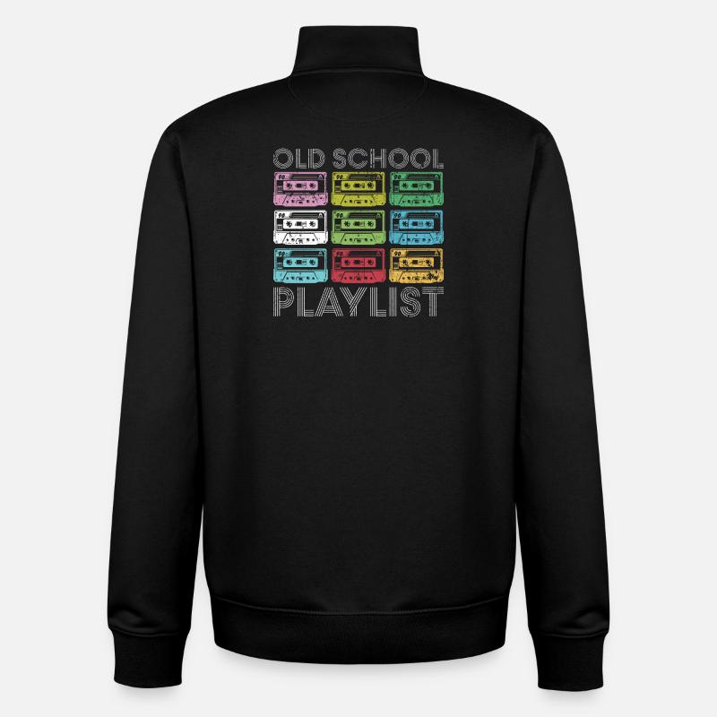 Tirage en grille de cassettes arc-en-ciel - Sweat zippé unisexe en coton bio Stanley/Stella - noir