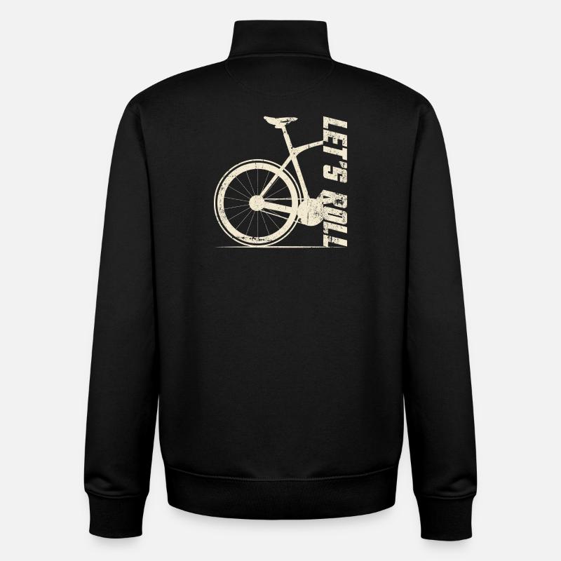 Silhouette rétro de vélo - Sweat zippé unisexe en coton bio Stanley/Stella - noir