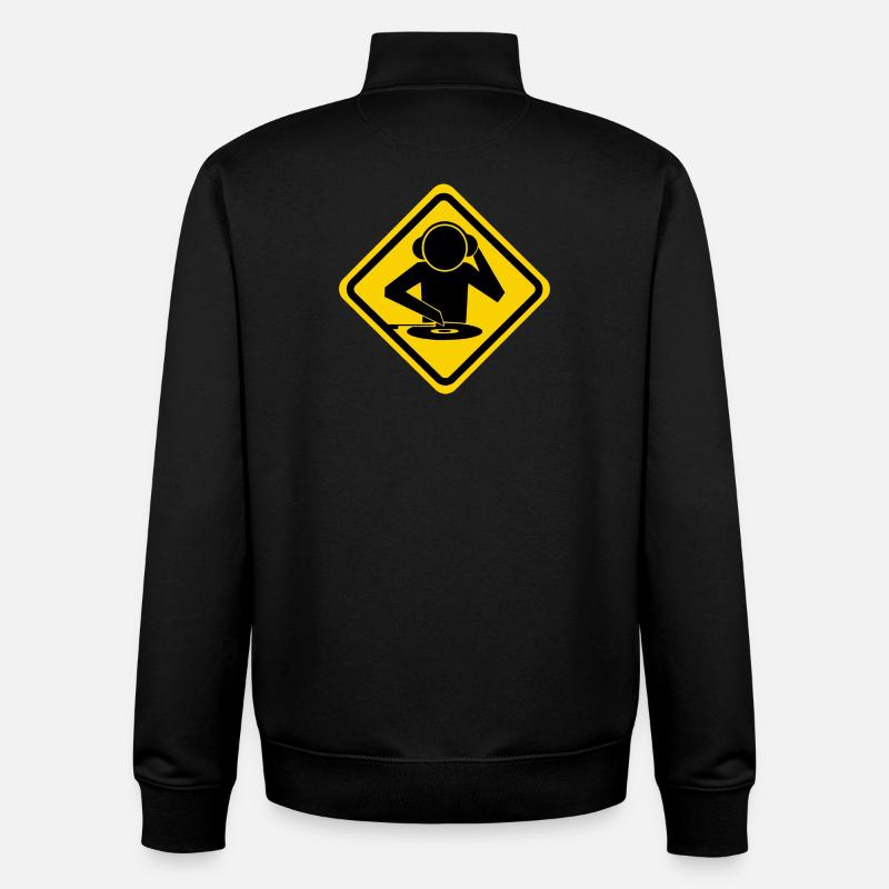 DJ Vinyl Scratch Warnschild - Unisex Organic Zip Sweatshirt von Stanley/Stella - Schwarz