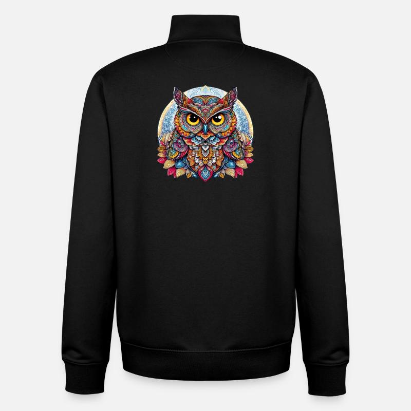 Eule mit Mandalas verziert - Unisex Organic Zip Sweatshirt von Stanley/Stella - Schwarz