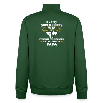 Humour Super-Héros Papa Illustration - Sweat zippé unisexe en coton bio Stanley/Stella - vert bouteille - Dos - AI Model Male 185 dark (185cm)