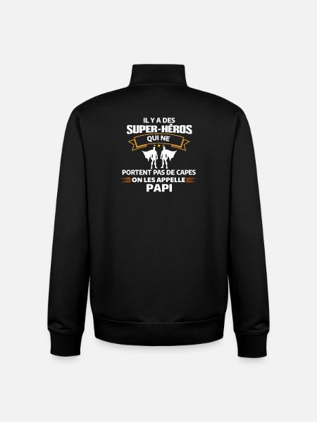Super-Héros Papi Cadenas d'Amour - Sweat zippé unisexe en coton bio Stanley/Stella - noir