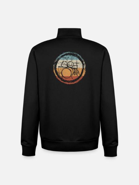 Retro Drum Circle Stamp - Unisex Organic Zip Sweatshirt by Stanley/Stella - black