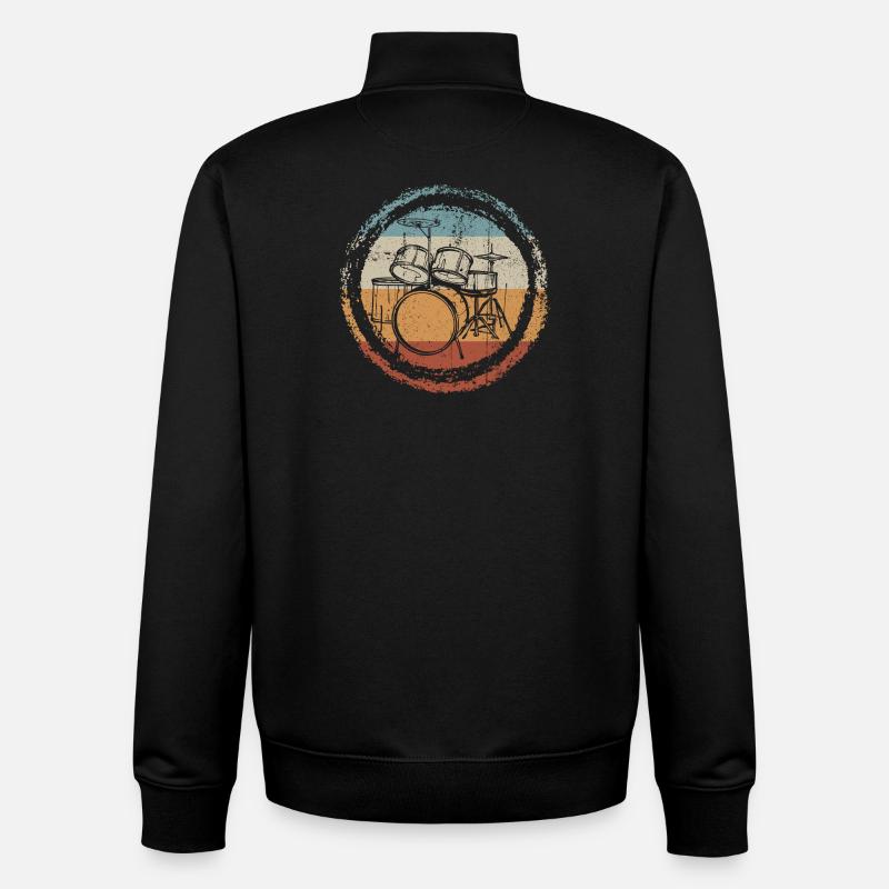Retro Drum Circle Stamp - Unisex Organic Zip Sweatshirt by Stanley/Stella - black