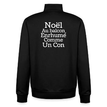 Noël au balcon, joyeux Noël, joyeuses fêtes - Sweat zippé unisexe en coton bio Stanley/Stella - noir - Dos - AI Model Male 185 light (185cm)