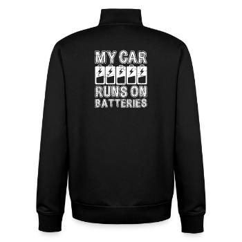 My Car Runs On Batteries eCar Electric Car - Unisex Organic Zip Sweatshirt by Stanley/Stella - black - Back - AI Model Male 185 light (185cm)