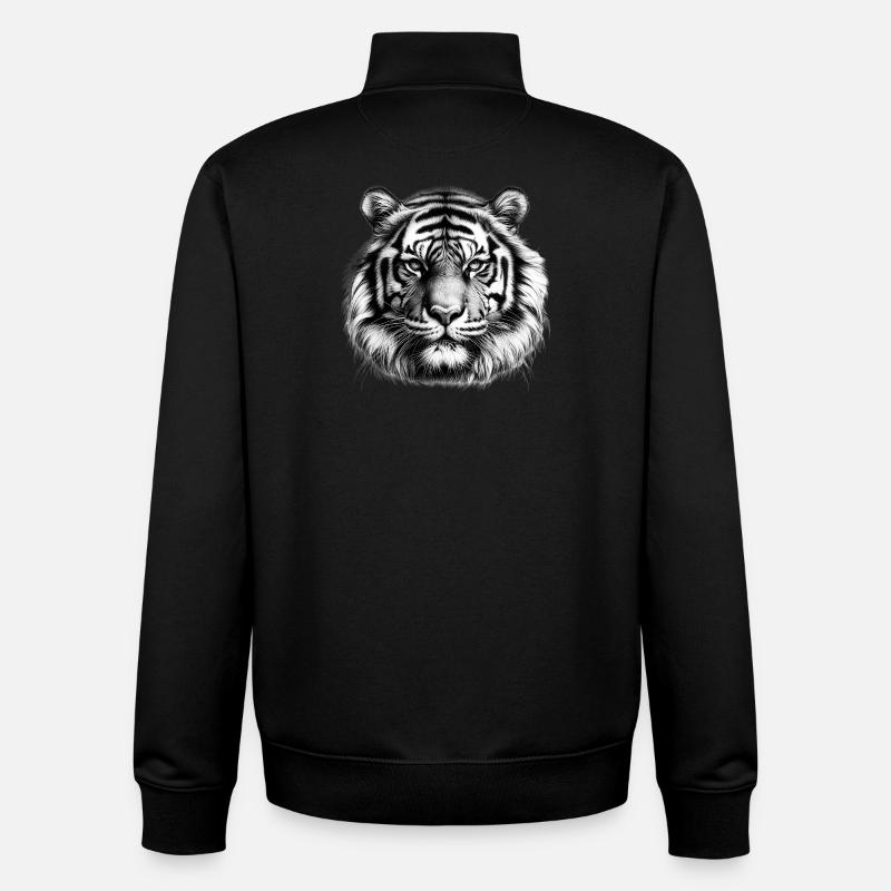 Tigre - Sweat zippé unisexe en coton bio Stanley/Stella - noir