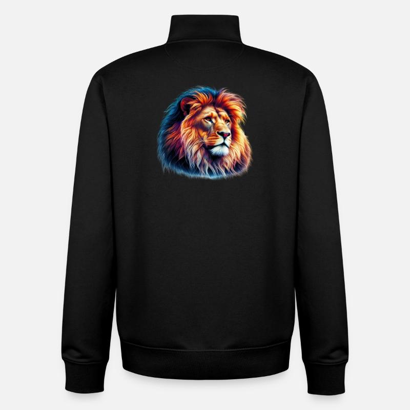 Lion - Sweat zippé unisexe en coton bio Stanley/Stella - noir