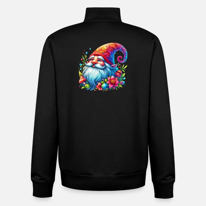 Elfe gobelin gnome - Sweat zippé unisexe en coton bio Stanley/Stella - noir
