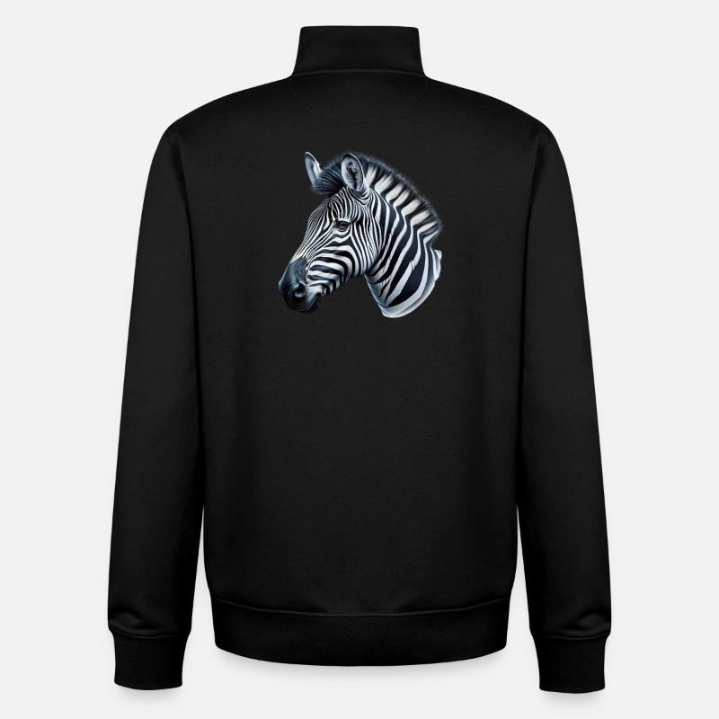Zèbre - Sweat zippé unisexe en coton bio Stanley/Stella - noir
