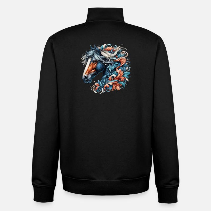 Cheval - Sweat zippé unisexe en coton bio Stanley/Stella - noir