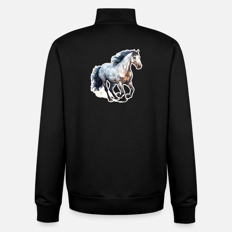 Cheval sauvage - Sweat zippé unisexe en coton bio Stanley/Stella - noir